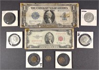 Early US Bank Notes, Pennies & 1838 Stiver Coin