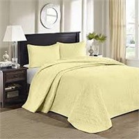 MADISON PARK 3 PIECE COVERLET SET YELLOW KING