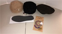 (3) vintage hats (1) shoe insoles (1) car air