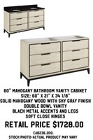 60" Mahogany Bathroom Vanity Cabinet