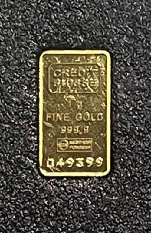 1 Gram GOLD .9999 Bar - Credit Suisse