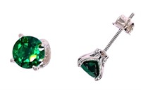 925S Lab-Grown 1.0ct Emerald Earrings