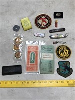 Adv.- Clips, Memo Books, Patches, Knives, etc.