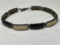 Sterling Silver black & White bracelet Vintage.925