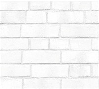 Textured Brick Peel & Stick Wallpaper White- Thres