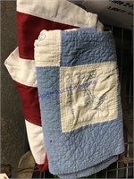 OLD QUILT W/ EMBROIDERY, FLAG