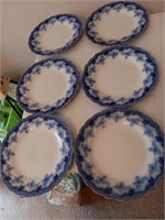 Grindley flow blue somerset 6 dinner plates 10"