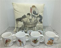NORMAN ROCKWELL CUPS, MUGS & PILLOW