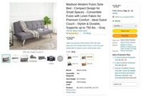 B9830  Madison Futon Sofa Bed - Compact Design, Gr