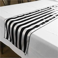 BLACK AND WHITE STRIPED TABLETOP DECORATIVE CLOTH