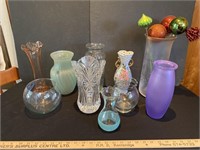 Large lot of glass and crystal vases