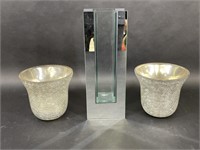 Modern Mirror Glass Vase, Crackle Glass Hurricane