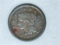 1852 Large One Cent Coin