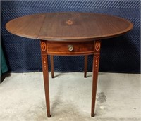 OVAL SHAPED DROP LEAF TABLE (MISSING DRAWER)