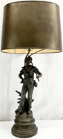 Figural Spelter Lamp After Auguste Moreau