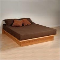 Double Platform Bed Oak Finish