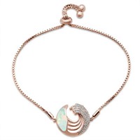 Gold-pl. Blue Opal Ocean Wave Bracelet