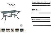 Hampton Bay Glass Top Dining Table (see notes)
