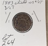 1883 Shield Nickel,3/2?-VF