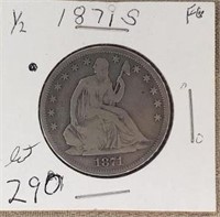 1871S  Seated Half Dollar Fine