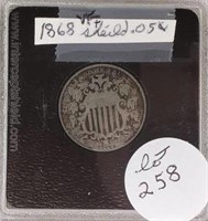 1868 Shield Nickel-VF+