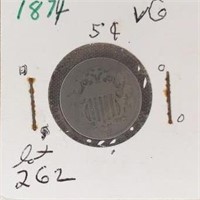 1874 Shield Nickel-VG
