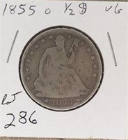 1855O  Seated Half Dollar VG