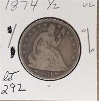 1874  Seated Half Dollar VG
