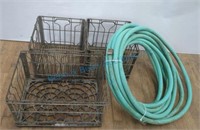 Metal milk, crates and hose