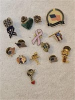 Lot of 15 Various Lapel Pins / Tie Tacks Etc...