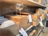 Shelf of Glassware Including Wine Glasses, Salt &