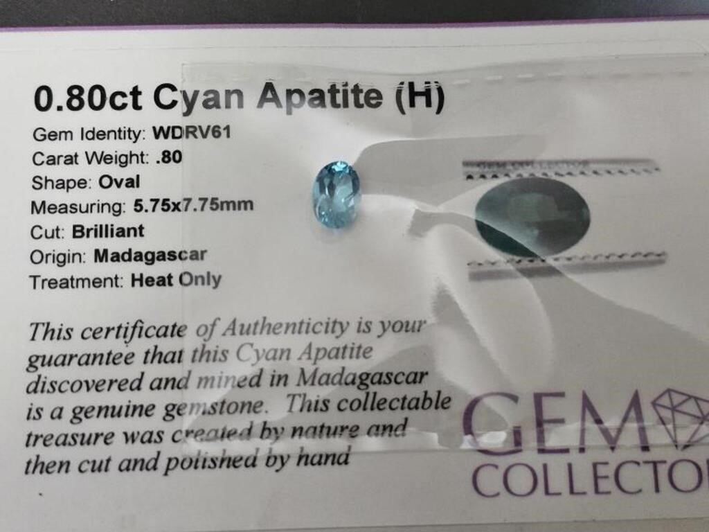.80ct Cyan Apatite