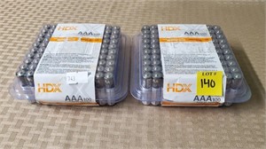 2 Packs of HDX AAA 100 Pack Batteries, SEALED