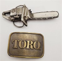 (NO) Toro and Chainsaw Belt Buckles (2" × 3" and