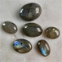 25 Ct Cabochon Labradorite Gemstones Lot 6 Pcs, Ov