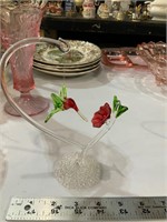 spun glass hummingbird and flower