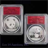2017 & 2018 Silver Panda Rounds (PCGS MS69) -2