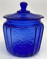 Vintage Blue Glass Biscuit Jar