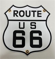 ANTIQUE ROUTE U.S. 66 PORCELAIN SIGN