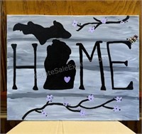 Michigan Mitten Home Hand Painted Canvas 16”x20”