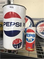 Pepsi waste can--14.5 tall, Pepsi can--8"T x 3"