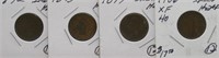 (4) Indian head cent including 1892, 1893, 1899,