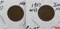 (2) Indian head cent including 1904, 1907.