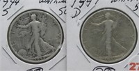 (2) Walking liberty half dollars including 1944 S