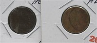 (2) 1881 Indian head cent.