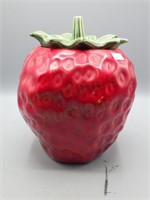 VTG Strawberry cookie jar w/stem lid
