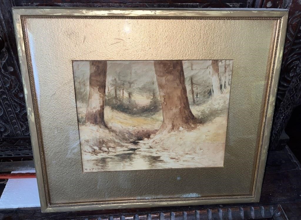 C. 1900 Elbridge J. Fenn Watercolor, Signed