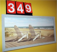 print on canvas beach scene 25 X 13 1/2"