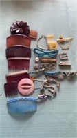 VINTAGE BARETTES, HAIR COMBS, PINS, BOX