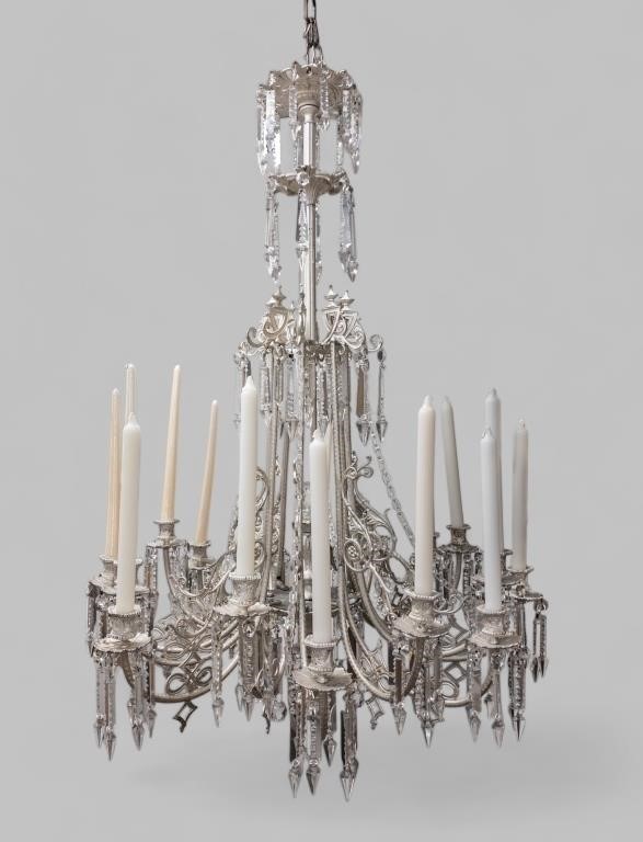 IMPRESSIVE ANTIQUE SWEDISH (12) BRANCH CHANDELIER